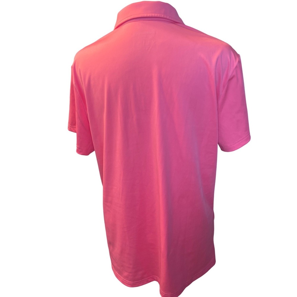New Women Pink VNeck Athletic Polo Shirt Short Sleeve Golf Tennis Top Size Large - Picture 4 of 5